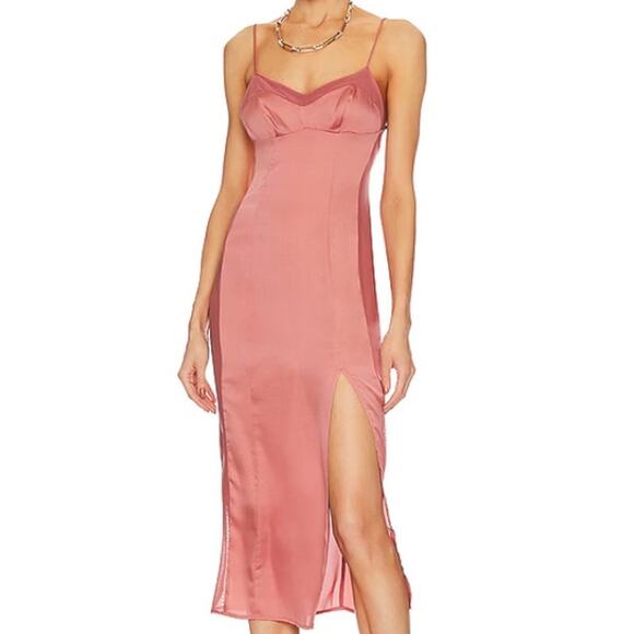 Free People XL Intimately FP City Cool Midi Slip Dress Canyon Clay Satin *flaw - Picture 12 of 12